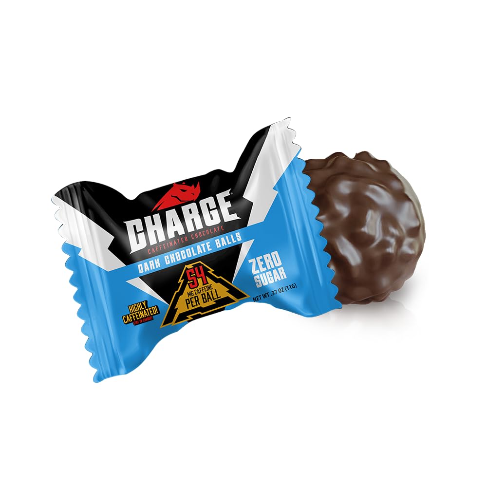 Charge Chocolate DARK CHOCOLATE 80 Count - 54mg Caffeine, No Added Sugar, Vegetarian - by Charge Caffeinated Chocolates
