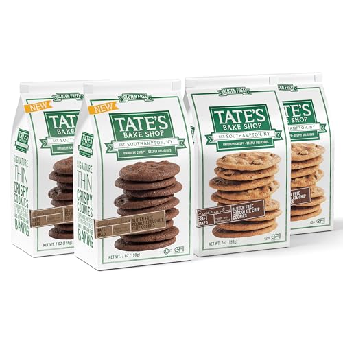 Tate's Bake Shop Gluten Free Cookies Variety Pack, Double Chocolate Chip and Chocolate Chip Cookies, 4-7 oz Bags