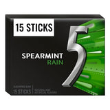 5 Gum Spearmint Sugarfree Gum, Piece Single Pack, Rain, 15 Count