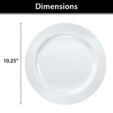 Lillian Tablesettings Premium Quality Heavyweight 10.25 inch Plastic Plates China Like, Wedding and Party Dinnerware Plastic Plates White Pearl - 30