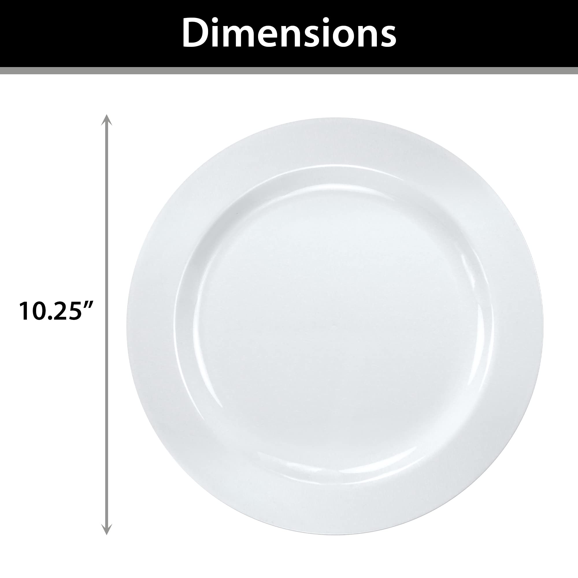 Lillian Tablesettings Premium Quality Heavyweight 10.25 inch Plastic Plates China Like, Wedding and Party Dinnerware Plastic Plates White Pearl - 30