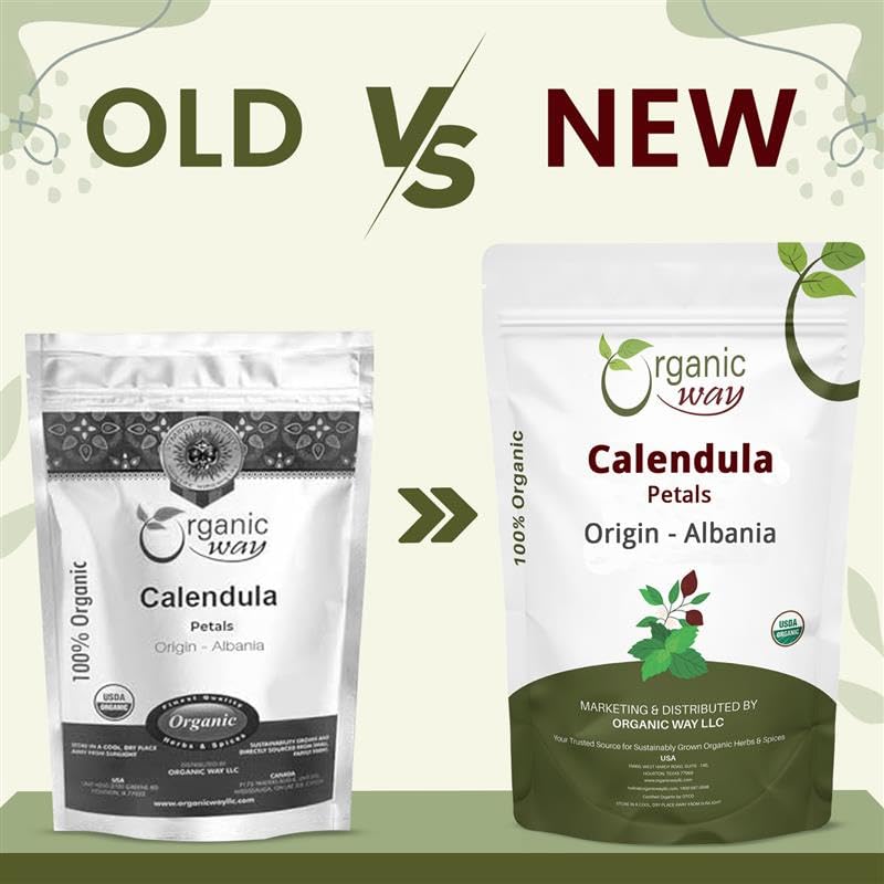 Organic Way Dried Calendula Petals | Herbal Tea (Calendula officinalis) - European Wild-Harvest | Organic & Kosher Certified | USDA Certified | Origin