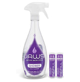 JAWS Cleaner Shower Cleaner Bottle with 2 Refill Pods. Refillable Cleaning Supplies.