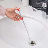 Familyhouse Bendable Sink Cleaning Hook Sewer Dredging Tool Kitchen Spring Pipe Hair Remover Kitchen Through Sewer Dredging Device Drain Opener Red