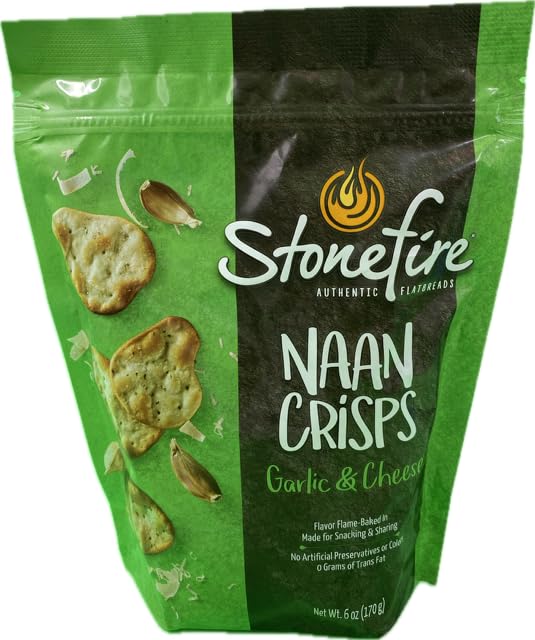 Kokobunch Variety Bundles Of Stonefire's Authentic Naan Crisps Flatbread Cracker 4 or 3 Assorted Pack (6oz, 3 PACK - 1 each of Sea Salt | Everthing |