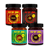 FLYBYJING Chili Crisp Bundle: Four Premium Chili Sauces Good on Noodles, Proteins, Veggies & Everything - Spicy, Savory, Crunchy Vegan Hot Sauces