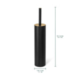 ACENTO Modern Slim Toilet Brush with Holder, Cylindrical Design, Soft Touch Finish (Soft Touch Black & Gold)