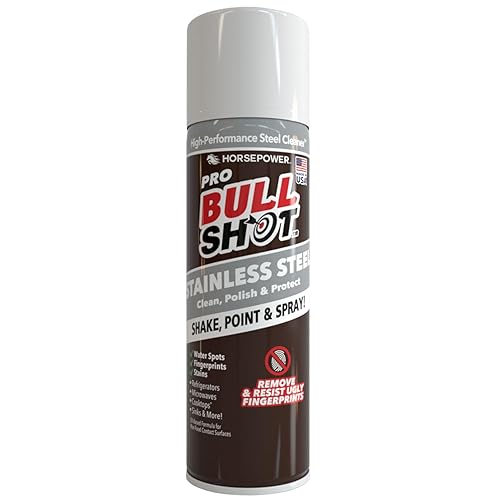 Horsepower Bull Shot Stainless Steel Cleaner Spray, As Seen On TV, Cleans, Polishes & Protects, Removes Greasy Fingerprints & Streaks