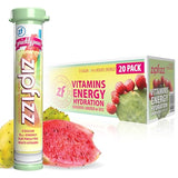 Zipfizz Daily Energy Drink Powder, Prickly Pear, 20 Pack | 3-in-1 Sustained Energy, Rapid Hydration, and Essential Vitamins | Sugar-Free | Electrolyte