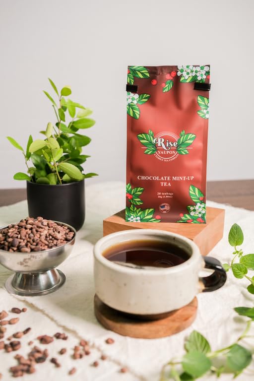 Rise Yaupon Chocolate Mint-Up Yaupon Holly Tea, 20 Teabags, 1.06oz, a blend of American-grown Yaupon Holly combined with Spearmint, Peppermint
