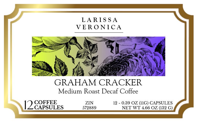 Graham Cracker Medium Roast Decaf Coffee (Single Serve K-Cup Pods) (Gourmet, Naturally Flavored, Whole Coffee Beans) (12 pods, ZIN: 572889) - 2 Pack