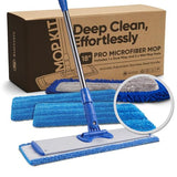 18” Pro Microfiber Hardwood Floor Mop - Cleans Floor in Seconds | Dust & Wet Mopping | Hardwood, Tile, Laminate & Vinyl with 3 Washable Pads, No