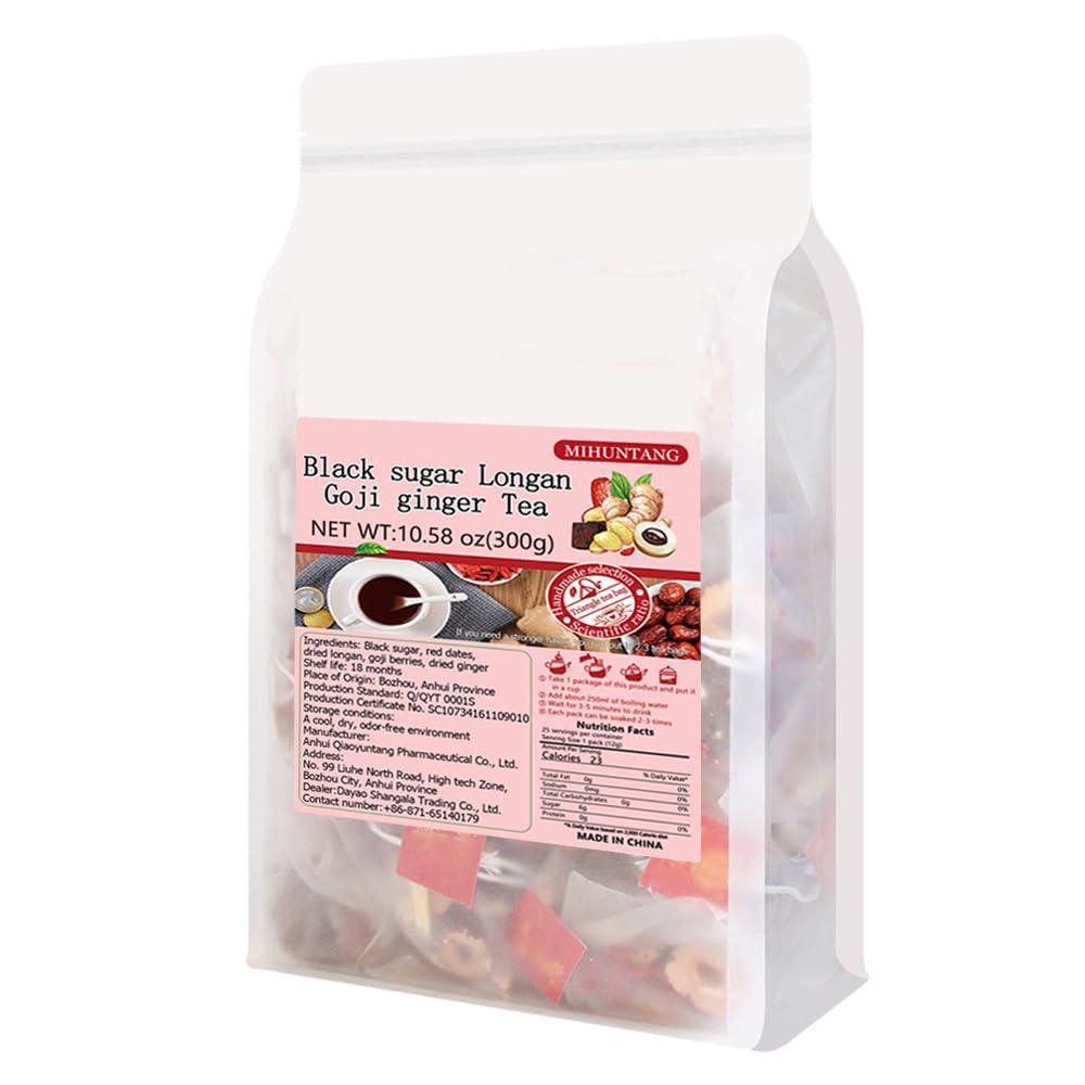 Black sugar Longan Goji ginger Tea 10.58 oz Sweet flower and fruit tea (12g×25packets) ????????300g