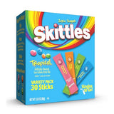 SINGLES TO GO! Skittles Singles To Go Tropical Flavors Variety Pack, Powdered Drink Mix, Strawberry Starfruit, Mango Tangelo, Kiwi Lime, Pineapple