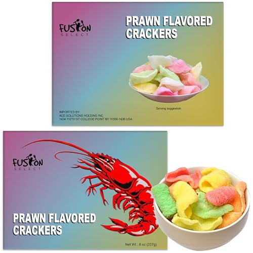 Fusion Select 2 Pk Uncooked Prawn Crackers - Multi-Colored Shrimp Chips for Sharing, Serving Snack Platters at Parties - Dehydrated Seafood Chips