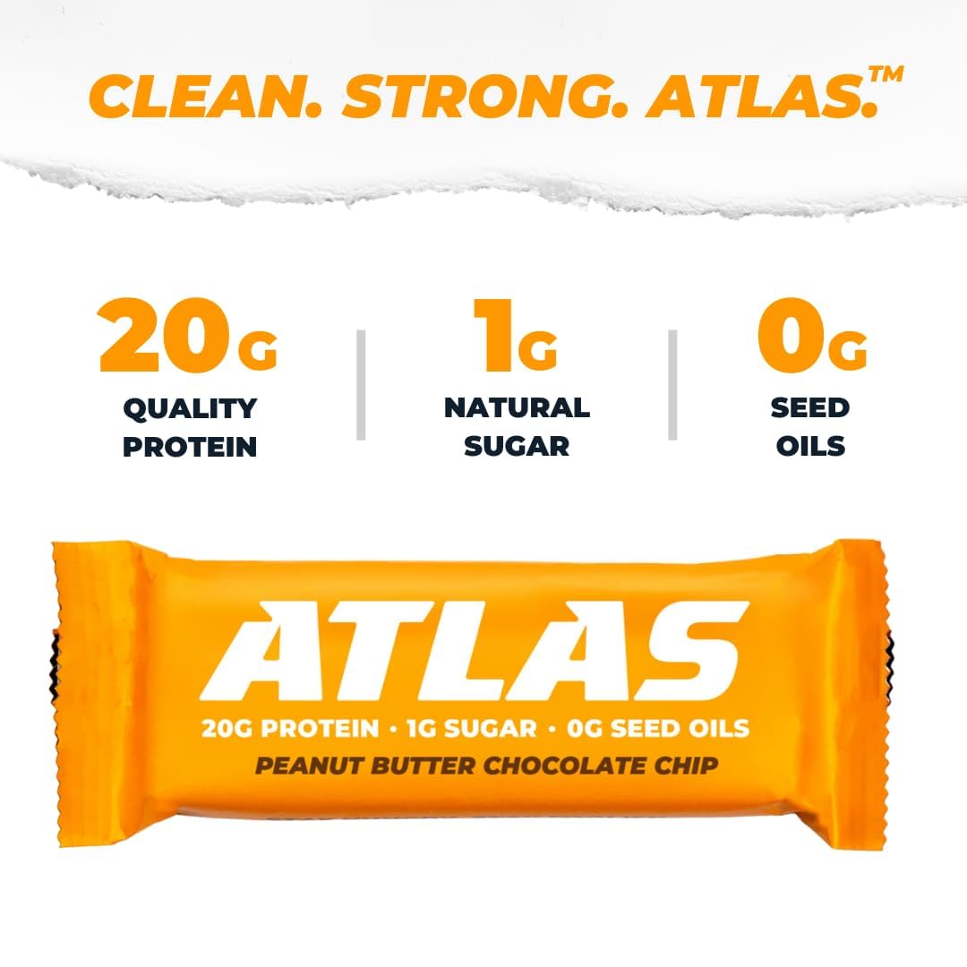Atlas Protein Bar, 20g Protein, 1g Sugar, Clean Ingredients, Gluten Free Whey Variety, 36 Count