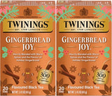 Twinings Gingerbread Joy Holiday Tea, Black Tea Naturally Flavored with Cinnamon and Ginger, Tea Bags Individually Wrapped, 20 Count Ea (Pack of 2)