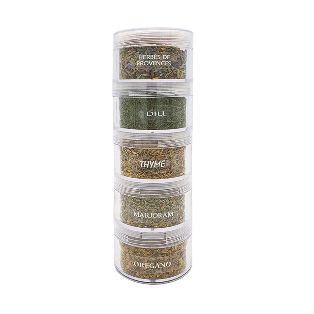 SPICYLUX Mediterranean Herbs | Herbes de Provence, Dill weed, Thyme, Marjoram, Greek Oregano | Savory Herbs, Spices & Seasonings (Set of 5) - Packed