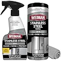 Weiman Stainless Steel Cleaner & Polish Kit, 3 Piece - Spray, Wipes & Cloth, Anti-Fingerprint, Removes Grease, Water Spots, Streaks & Residue