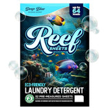 Reef Sheets Laundry Detergent Sheets, 64 loads, Hypoallergenic & Plastic-Free Eco-Friendly Packaging, Gentle on Skin, Tough on Stains