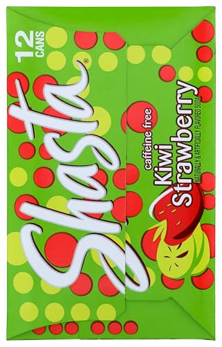 Shasta Kiwi Strawberry | Sweet Strawberry Meets Tart Kiwi | Caffeine-Free Soft Drink | 12-Pack of 12oz Cans | Fruity, Tropical, and Bursting