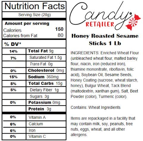 Candy Retailer Honey Roasted Sesame Sticks 1 Lb.