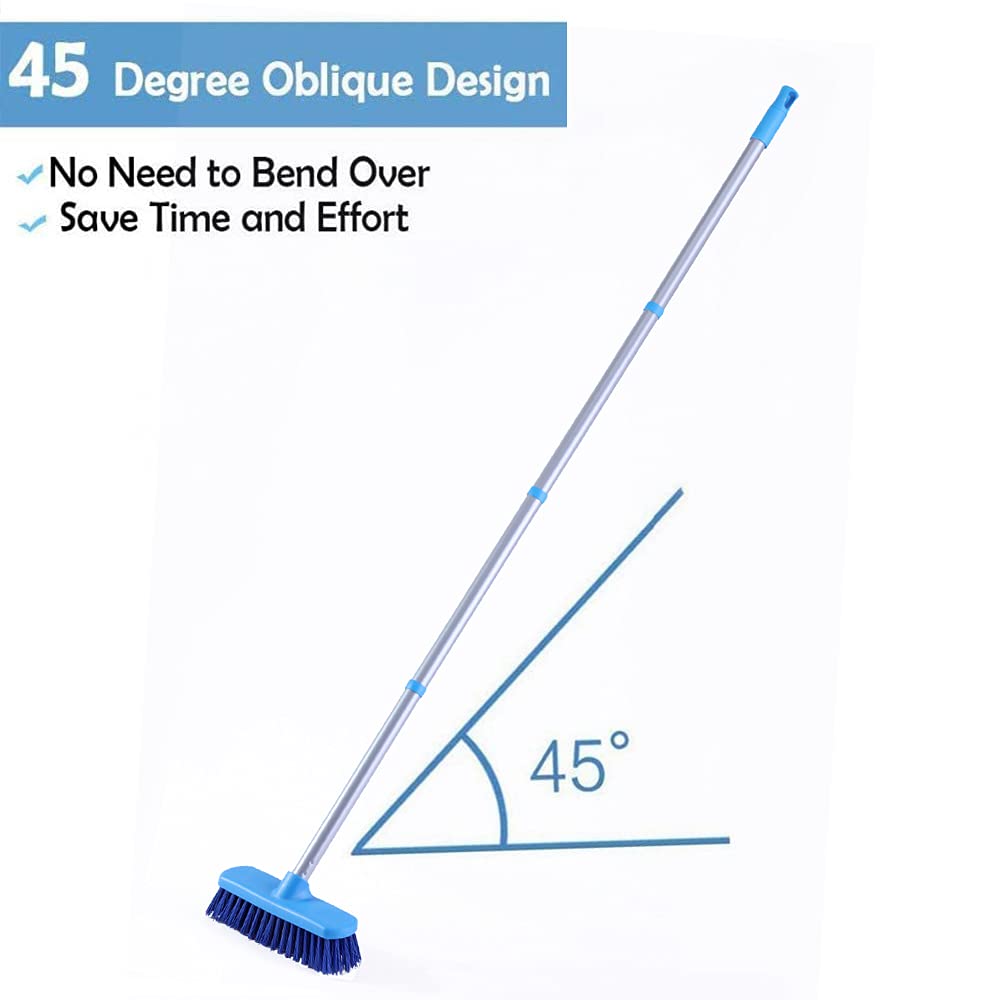 YONILL Deck Brush with Long Handle - Floor Scrub Brushes for Cleaning Shower, Stiff Bristle Scrubbing Brush, 50" Floor Scrubber Brush for Bathroom