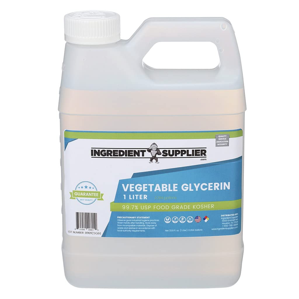 Vegetable Glycerin - 1 Liter (33.814 oz.) - Pure USP Food and Pharmaceutical Grade - Non GMO - Vegan - Sustainable Palm Derived - Humectant, Crafts