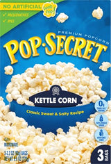 Pop Secret Kettle Corn Microwave Popcorn 3ct (3.2oz Bags), 9.6oz Box (Pack of 1) - Microwave Popcorn, Non-GMO Popcorn, Sweet Crunchy Kettle Corn