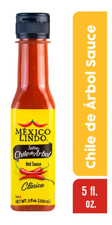 Mexico Lindo Chile de Arbol Hot Sauce Ingredients | 12,190 Scoville Level | Classic Flavor | 5 Fl Oz Bottles (Pack of 3)