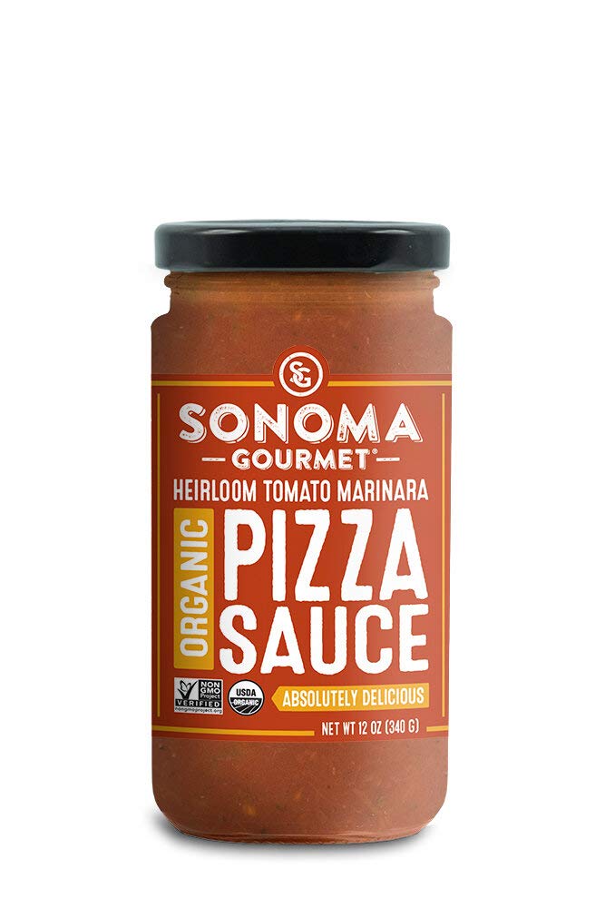 Heirloom Tomato Pizza Sauce Sauce by Sonoma Gourmet | Made With Fresh Organic Tomatoes & Sweet Basil | Vegan & Gluten Free | No Sugar Added | 12 oz