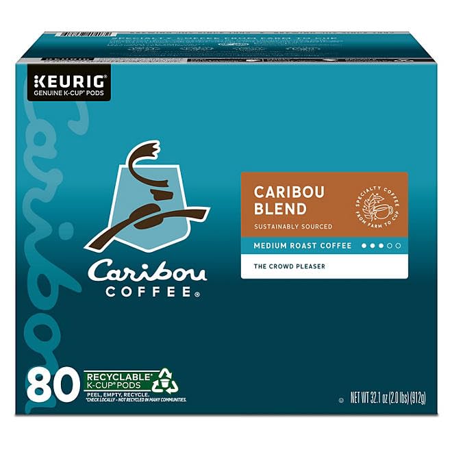 Worldwide Nutrition Bundle Compatible with Caribou Coffee K-Cups Medium Roast - Ground Coffee with Sweet, Spicy & Berry Notes - 80 Count Single-Serve