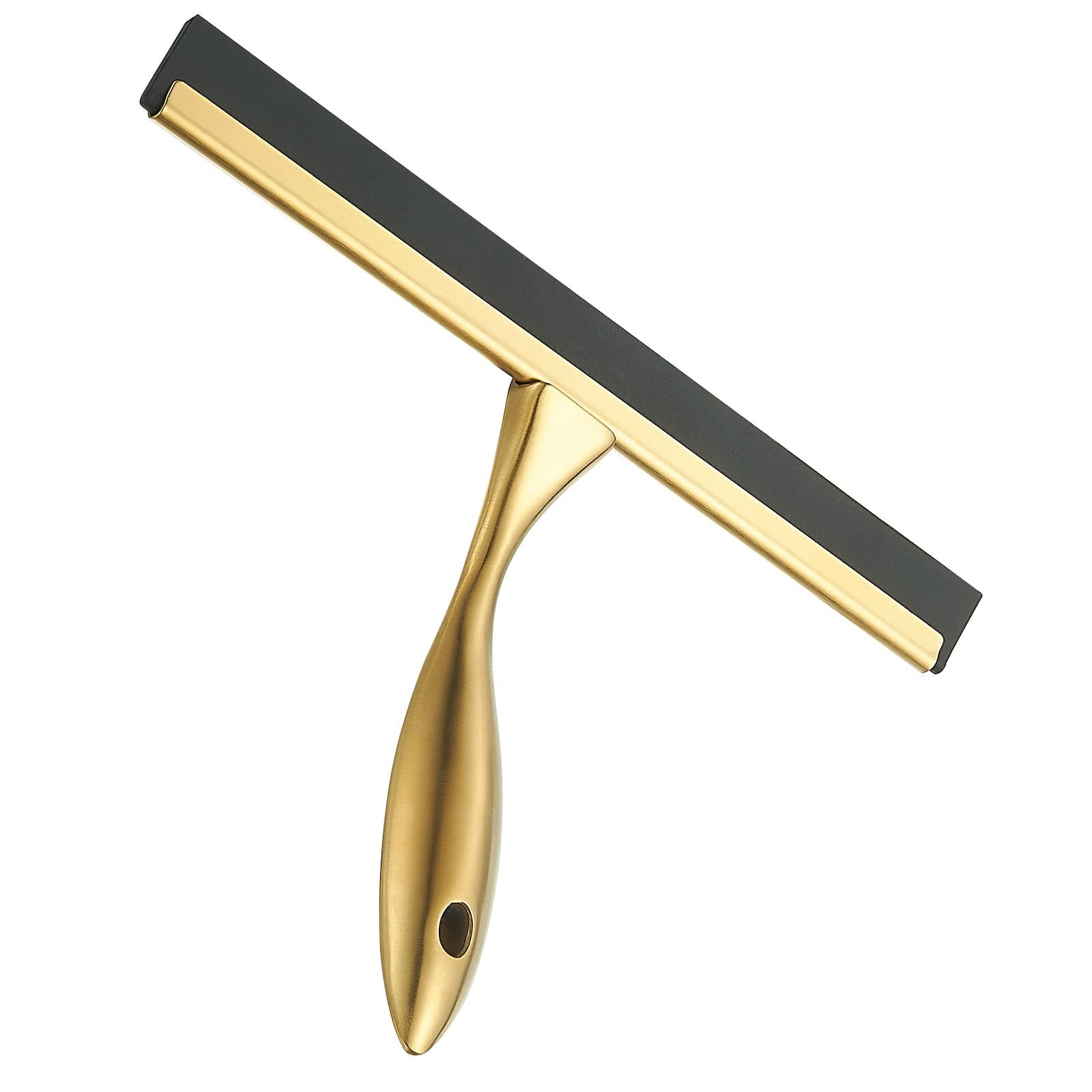 10inch T Shape Water Squeegee for Cars,Bathroom,Glasses or The top of Kitchen Range stailess Steel Gold Finish