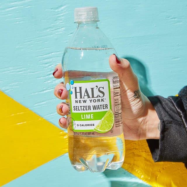 Hal's New York Seltzer Carbonated Lime Flavored Sparkling Water, Zero Sugar, Zero Calorie, Zero Carbs, 20 Fl Oz (Pack of 6)
