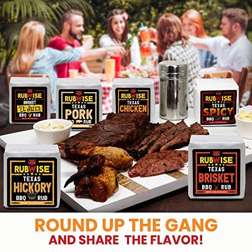 RubWise Texas Style BBQ Rub Gift Set (6 x 1 lb bags) | Meat Spice and Seasoning Variety Pack | Smoking & Grilling Gifts for Men | Brisket Rubs