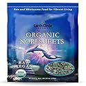 Earth Circle Organics | Organic Nori Seaweed Sheets - Raw, Unheated & Not Roasted | Grade A Certified | Vegan, Paleo, Keto Friendly | Premium Nori