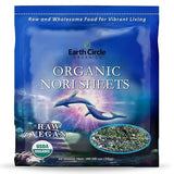 Earth Circle Organics | Organic Nori Seaweed Sheets - Raw, Unheated & Not Roasted | Grade A Certified | Vegan, Paleo, Keto Friendly | Premium Nori