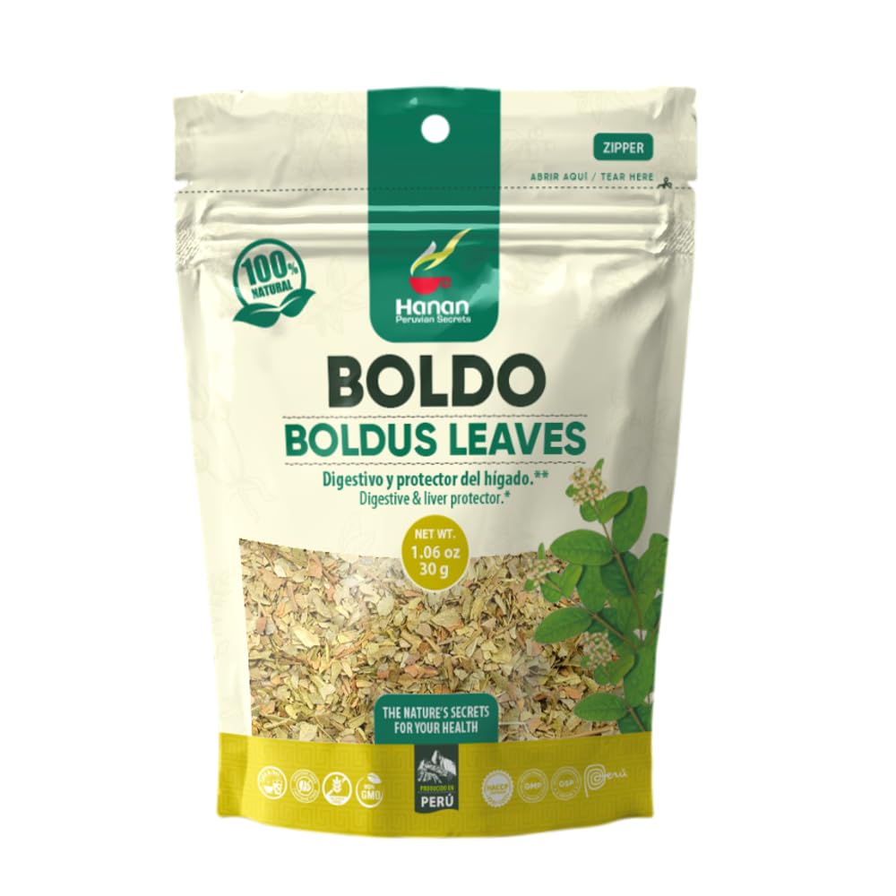 Hanan Peruvian Secrets Boldo Herbal Tea | 100% Natural Boldus | 1.06oz / 30g | Natural Detox and Diuretic Aid|Promotes Good Digestion (Single Pack)