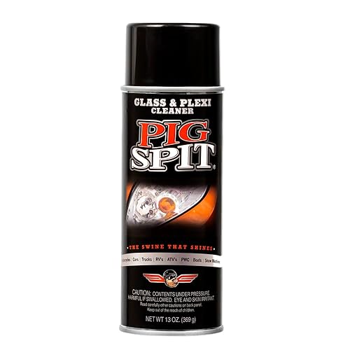 PIG SPIT Glass and Plexi Cleaner for a Streak-Free Shine for Home and Automotive Use | 13 oz.| Single