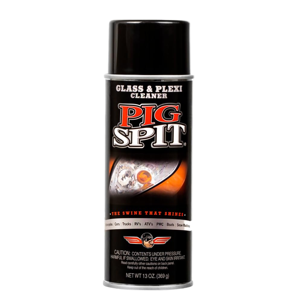 PIG SPIT Glass and Plexi Cleaner for a Streak-Free Shine for Home and Automotive Use | 13 oz.| Single