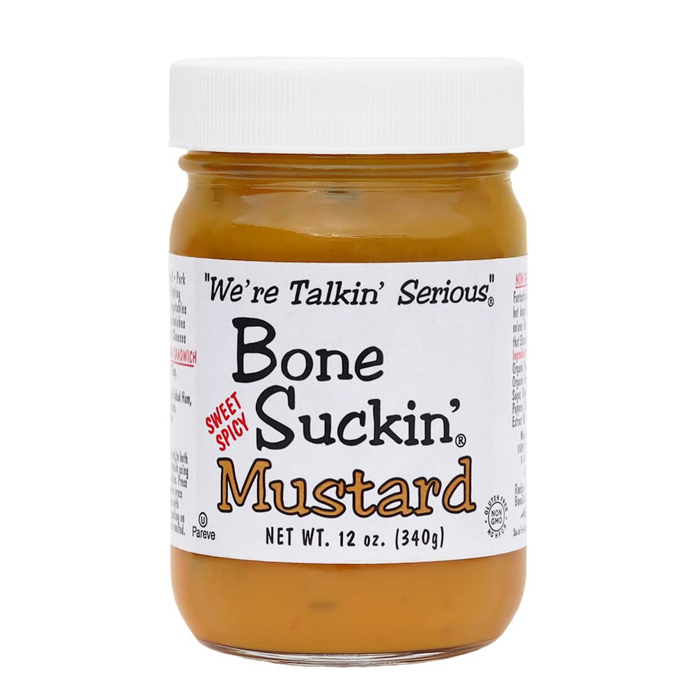 Bone Suckin' Sauce Mustard, Non GMO, Gluten and Fat Free, Great Tasting Condiment (2 Count, Variety)