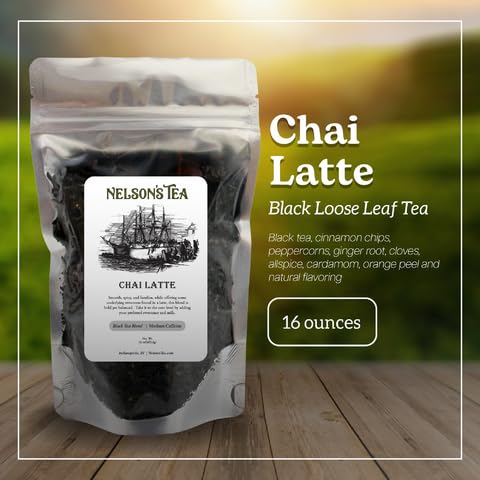 Nelson's Tea Chai Latte - Full-Bodied Black Tea with All-Natural Flavoring - with Spicy Chai blend with Cinnamon Chips, Peppercorns, Ginger Root