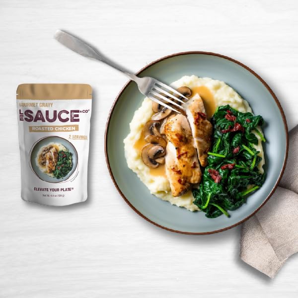 Le Sauce & Co. 4-serving Roasted Chicken Gourmet Brown Gravy, Gluten Free, Premium Broth, Add to Rotisserie Chicken Breast, Mashed Potatoes, Pantry