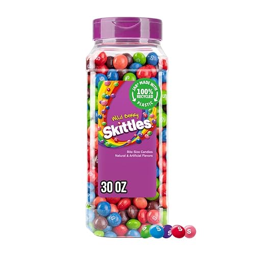 SKITTLES Wild Berry Chewy Fruity Rainbow Candy For Mid Day Snacking, Road Trips, Gaming & Party Fun, 30 Oz Resealable Bulk Candy Jar