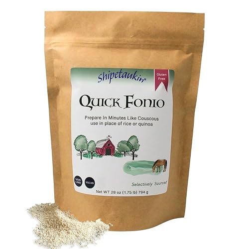 Shipetaukin Quick Fonio African Supergrain - Gluten Free - Vegan - Non GMO - Substitute for Couscous, Quinoa, Rice (28 Ounces)