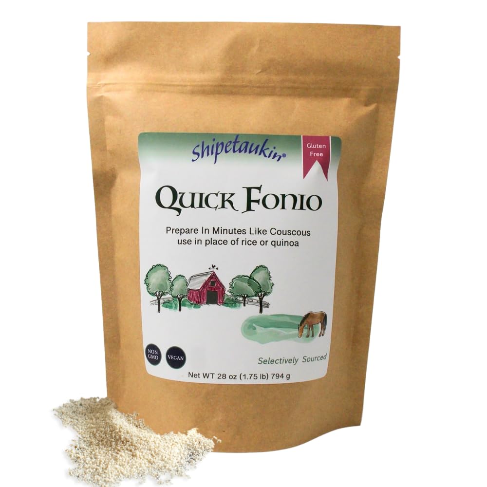 Shipetaukin Quick Fonio African Supergrain - Gluten Free - Vegan - Non GMO - Substitute for Couscous, Quinoa, Rice (28 Ounces)