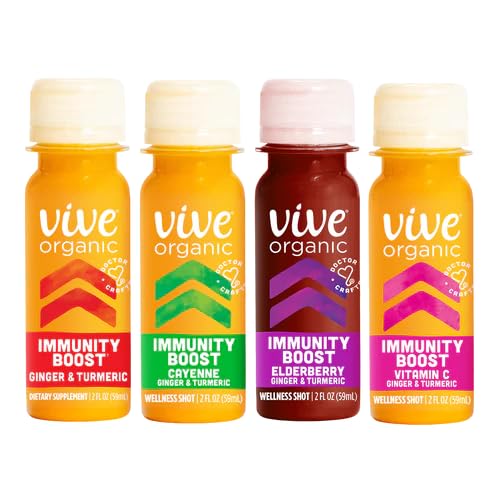 Vive Organic Immunity Boost Shot Sampler Pack | Immunity Boost Original | Immunity Boost Cayenne | Immunity Boost Elderberry | Immunity Boost Vitamin