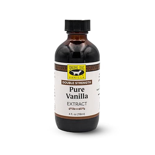 Singing Dog Vanilla Organic Double Strength Pure Vanilla Extract, 4 oz - 2x Vanilla Beans, USDA Organic - Ice Cream, Baking - Non-GMO, Allergen-Free