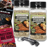 Blackstone Steakhouse Seasoning - Gourmet Griddle Premium Barbecue Rub 2 Pk (14.6 oz) + BBQ Masters & Opener (4 Items)!