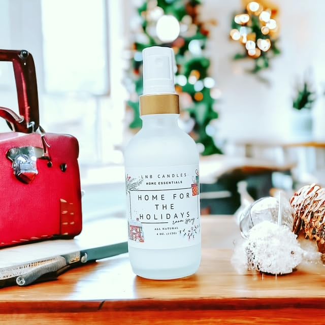 Home for the Holidays Room and Linen Spray Fall & Winter Scent Pear, Vanilla, Tea Made in USA Pet Safe Clean Ingredients Essential Oils Long Lasting